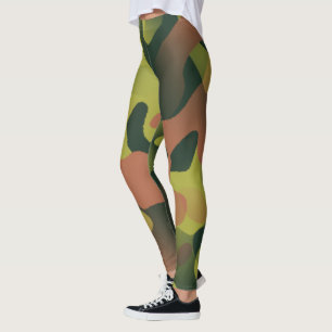 Grönt och brunt kamouflage mönster leggings