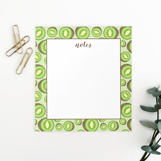 Grönt och brunt kiwifrukt Mönster med Anpassningsb Anteckningsblock (Skapare uppladdad)