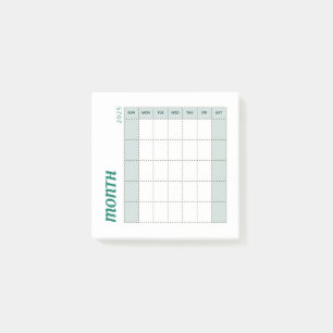 Grönt och brunt minimalistiskt månadsplanering 202 post-it block