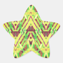 Grönt och brunt mönster stjärnformat klistermärke