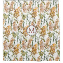 Grönt och brunt pampas Grass Mönster Monogram