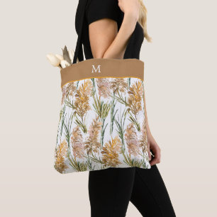 Grönt och brunt pampas Grass Mönster Monogram Tygkasse