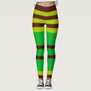 Grönt och brunt rand leggings