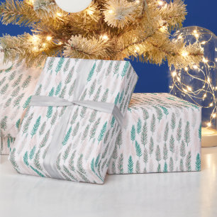 Grönt och brunt tallbarrs jul presentpapper