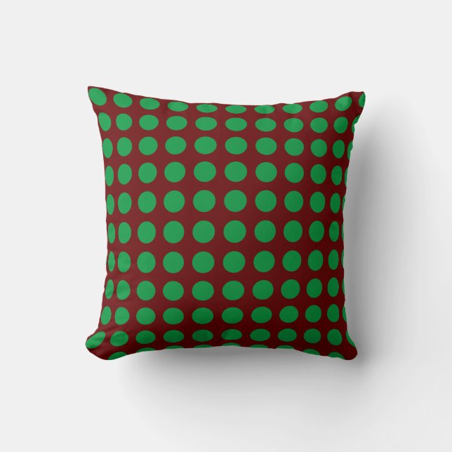 Grönt och Burgundy Polkadot Dekorativ kudde (Framsida)