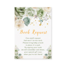 Grönt och Cream Blommigt Baby Shower Bok Request