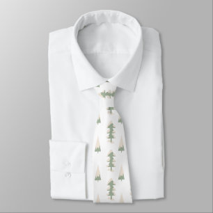 Grönt och Cream Modern Folk Art Julgranar Slips