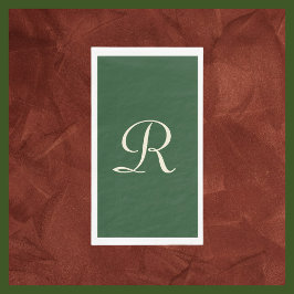 Grönt och Cream Monogrammed Minimalist Pappersservett