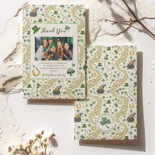 Grönt och Cream St Patricks Irish Tack You Card Kort