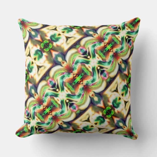 Grönt- och färgad-förhållande med råglas stil kudde (Framsida)