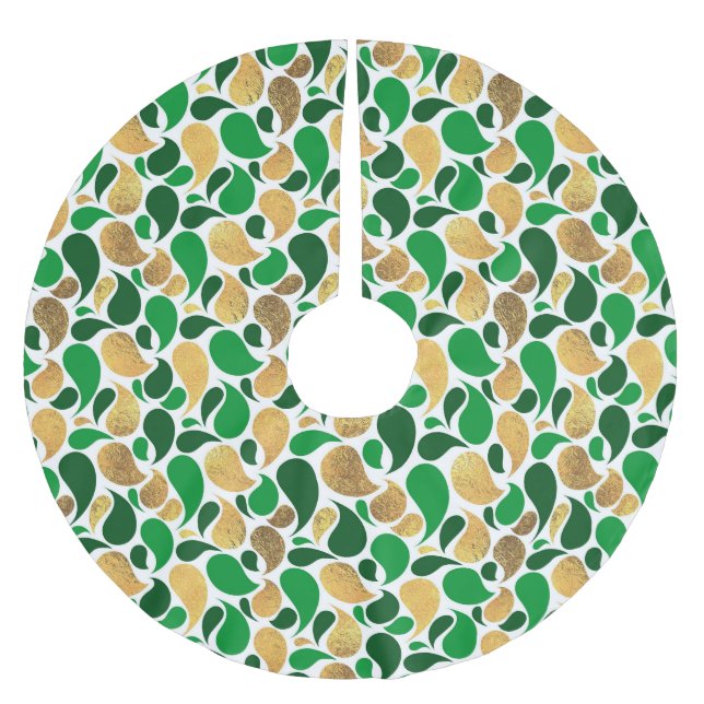 Grönt och Glitter Fusion i Mönster Julgransmatta Borstad Polyester (Framsidan)