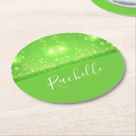 Grönt och glitter underlägg papper rund