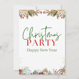 Grönt och God jul med röd vattenfärg Julkort