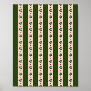 Grönt och grädde, Rand och blommor Poster
