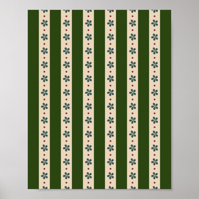 Grönt och grädde, Rand och blommor Poster (Framsidan)