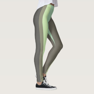 grönt och grått Abstrakt Rand Leggings