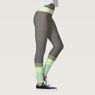 grönt och grått Abstrakt Rand Leggings