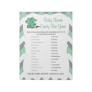 Grönt och Grått Chevron Elephant Baby Shower Game Anteckningsblock