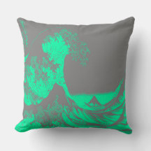 Grönt och Grått Pillow för den Underbara vågen
