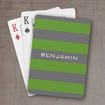 Grönt och Grått Rugby Rand med eget namn Casinokort<br><div class="desc">En manlig mönster för killarna i din familj. En djärv och modern design med ett område för anpassad text. Om du behöver justera teckningen eller ändra teckensnittet kan du klicka på anpassningsområdet. Då kommer du till designen i verktyg där du kan göra många ändringar.</div>