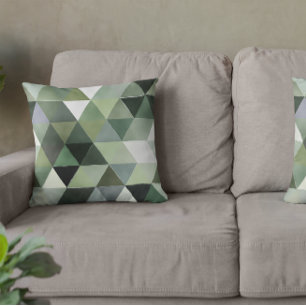 Grönt och Grått Torn Triangles Sömlösa Kudde