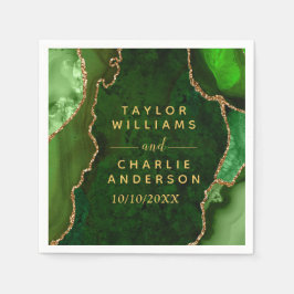 Grönt och Guld Agate Marble Bröllop Pappersservett