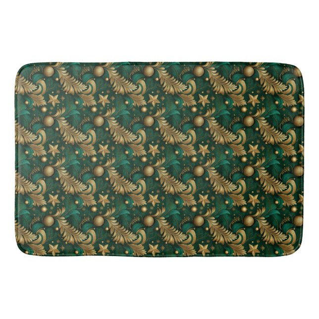 Grönt och Guld Bath Mat Badrumsmatta (Framsidan)