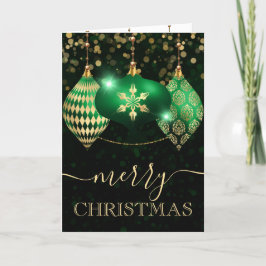 Grönt och Guld Baubles jul Helgkort