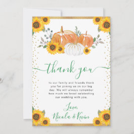 Grönt och Guld Blommigt Pumpkins Fall Wedding Tack Kort