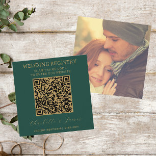 Grönt och Guld Bröllop gift-register - foto QR Tilläggskort