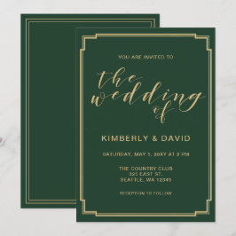 Grönt och Guld Bröllop Inbjudningar