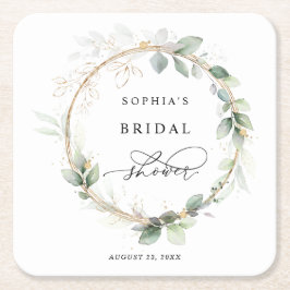 Grönt och Guld Bröllopsdusch Underlägg Papper Kvadrat