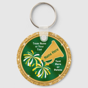 Grönt och Guld CheerLeader Keychains Personlig Nyckelring