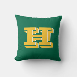 Grönt och Guld College Stil Initial Monogram Kudde