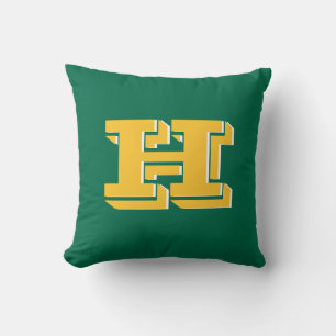 Grönt och Guld College Stil Initial Monogram Kudde