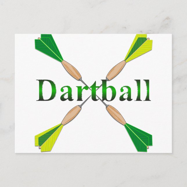 Grönt och Guld Dartball Darts Vykort (Framsida)