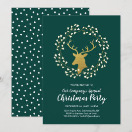 Grönt och Guld Den moderna juldagen Helgdag Party Inbjudningar