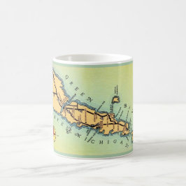 Grönt och Guld Door County Wisconsin Karta Kaffemugg