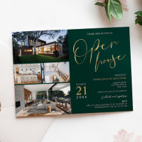 Grönt och Guld Egendom Flyer, öppna hus fyra foton