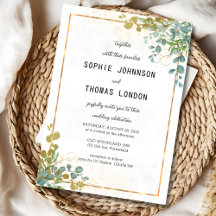 Grönt och guld eucalyptus vattenfärg bröllop