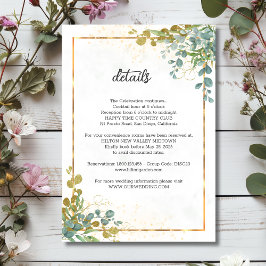 Grönt och guld eucalyptus vattenfärg bröllop tilläggskort