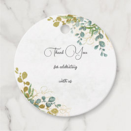 Grönt och guld eukalyptus vattenfärg tack gåvor etiketter