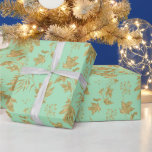 Grönt och Guld Färgad växter och Löv Presentpapper<br><div class="desc">Ett vackert presentbyte i Grönt med växter,  löv och bär från färgaden Guld</div>