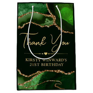 Grönt och Guld Faux Glitter Agate Födelsedagsfest