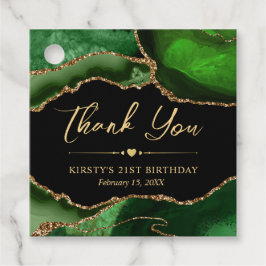 Grönt och Guld Faux Glitter Agate Födelsedagsfest Gåvor Etiketter