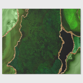 Grönt och Guld Faux Glitter Agate Presentpapper