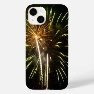 Grönt och Guld Fireworks Helgdag Firande