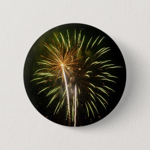Grönt och Guld Fireworks Helgdag Firande Knapp