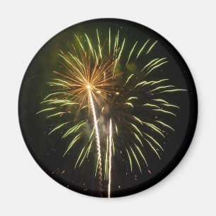 Grönt och Guld Fireworks Helgdag Firande Magnet