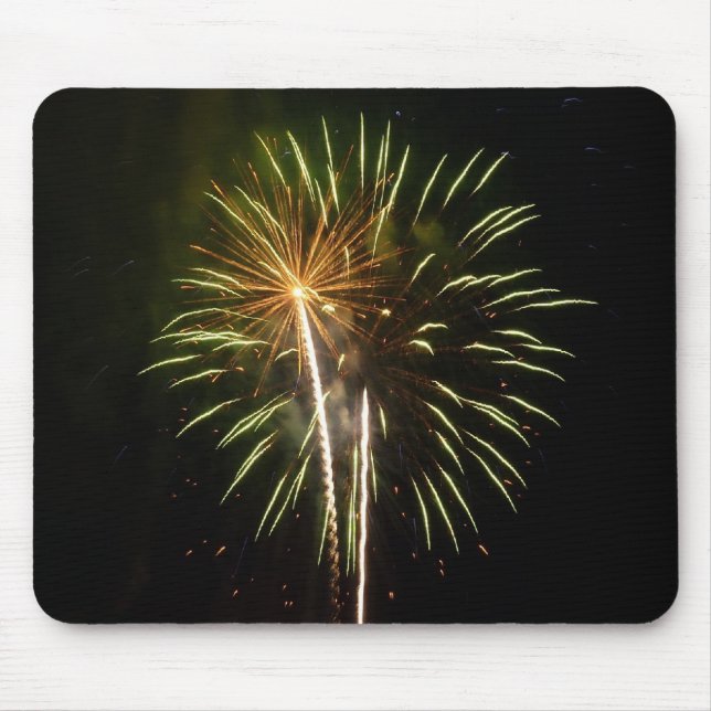 Grönt och Guld Fireworks Helgdag Firande Musmatta (Framsidan)